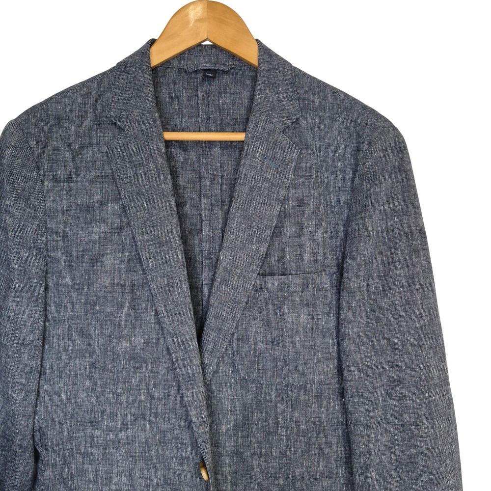 J.Crew Blazer Mens 38 Blue Linen Cotton Blend Lightweight Summer Sport Coat
